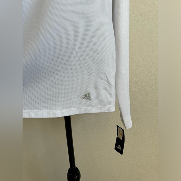 Adidas~ Women's Active UPF 50 Mesh Shirt Long SIv Knit Base Layer White XL NWT - Picture 2 of 7